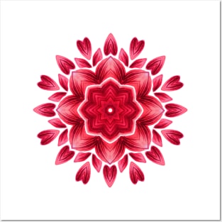 Abstract Watercolor Rose Petal Floral Mandala Posters and Art